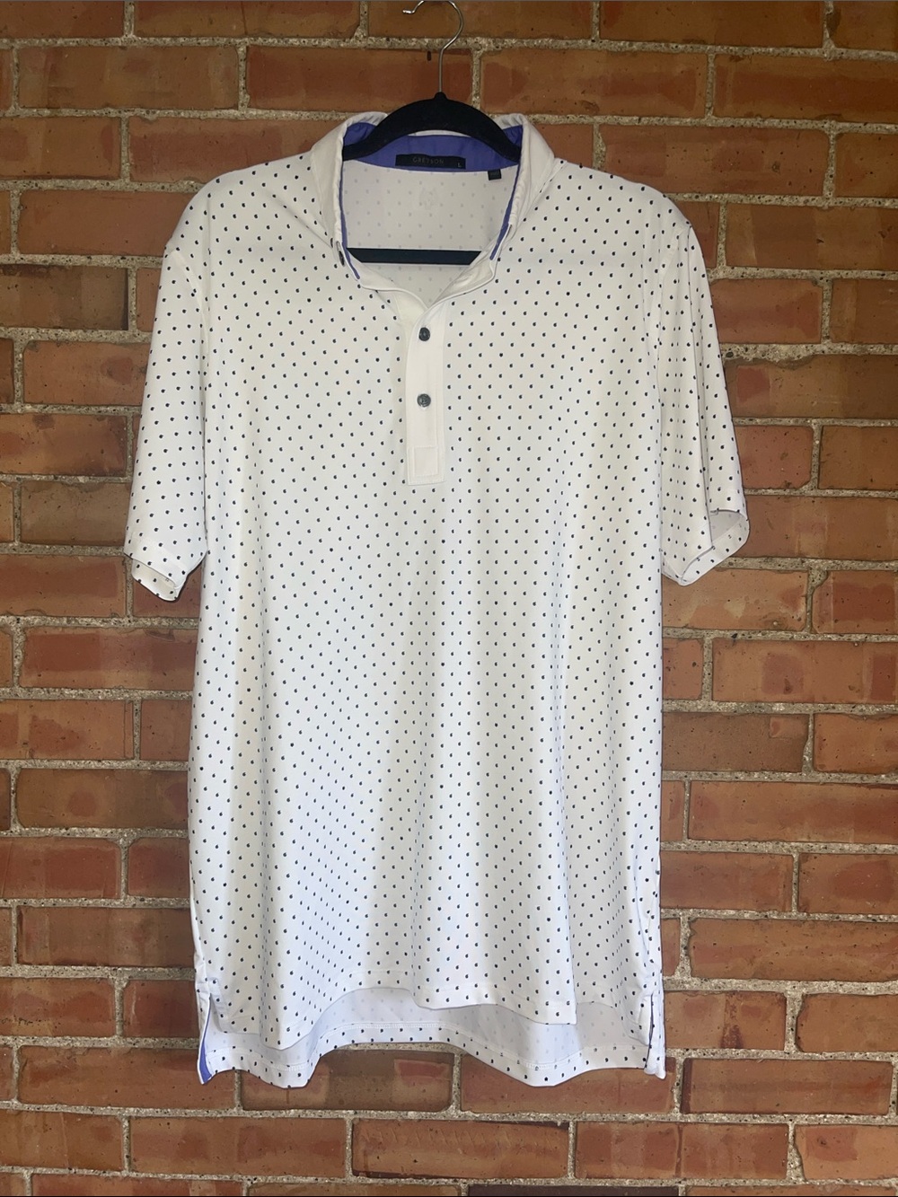 Greyson Performance Stretch Golf Polo, White & Navy